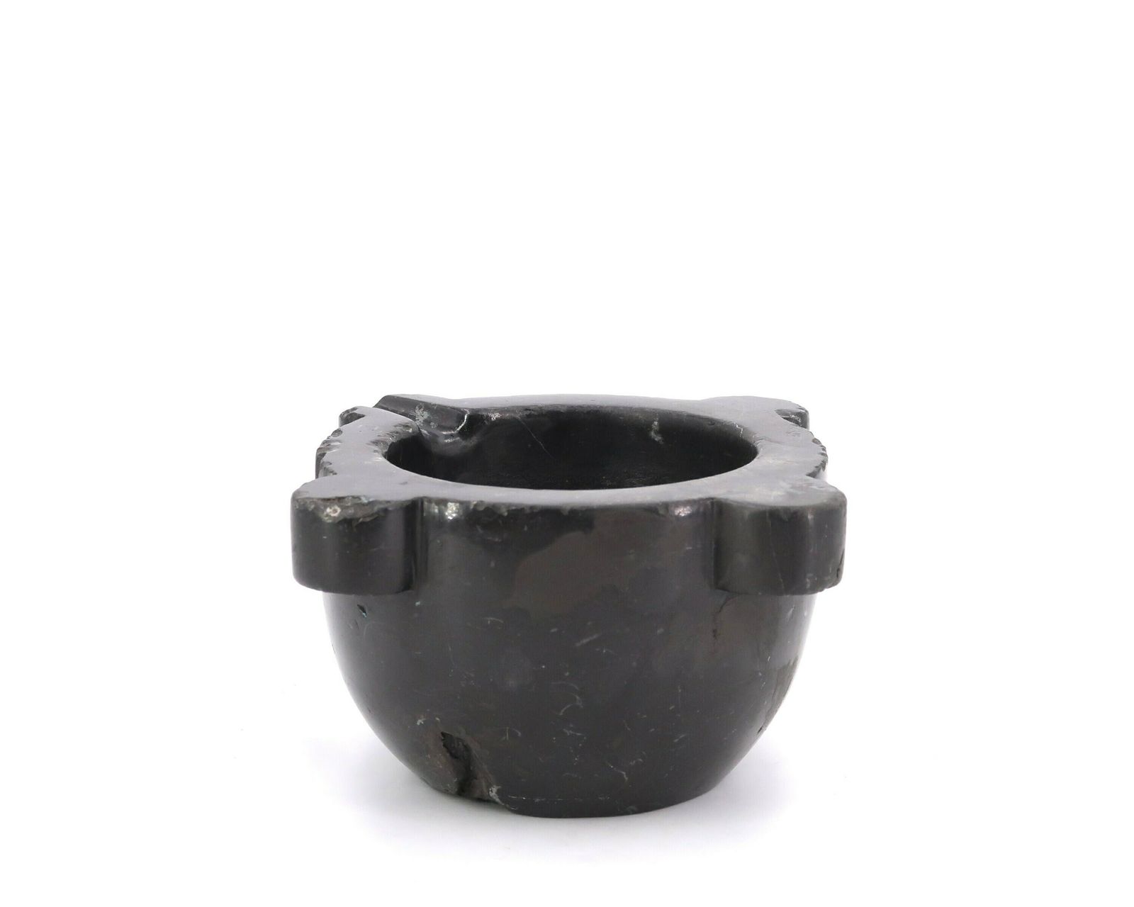 French Black Marble Mortar, Wood And Porcelain Pestle, XIX Century / Wabi Sabi Rustic Kitchen Grey Country Boho Chic Folk photo vinterior