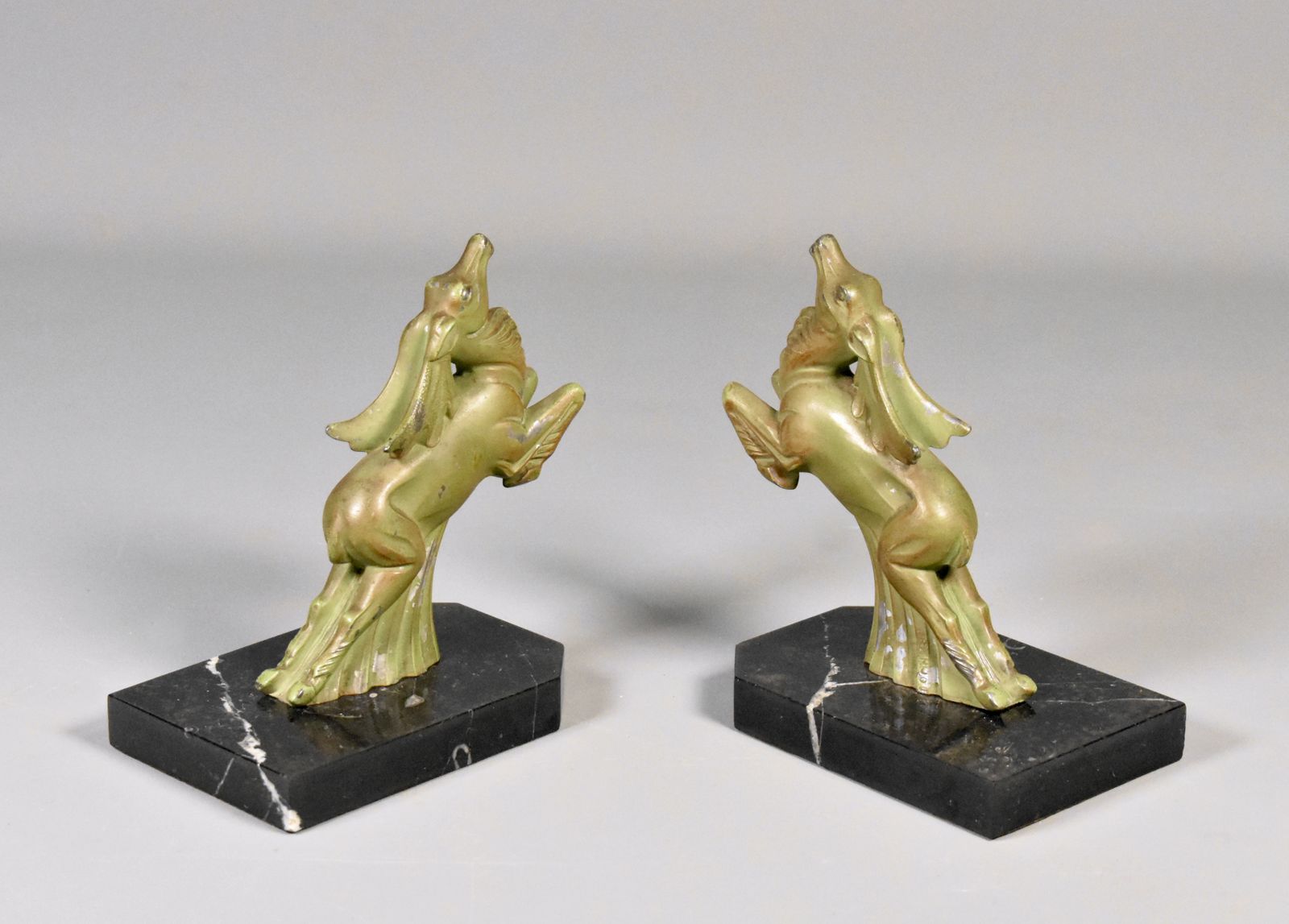 photo buy Pair Of Art Deco Ibex Bookends Signed Franjou (Hippolyte Moreau)