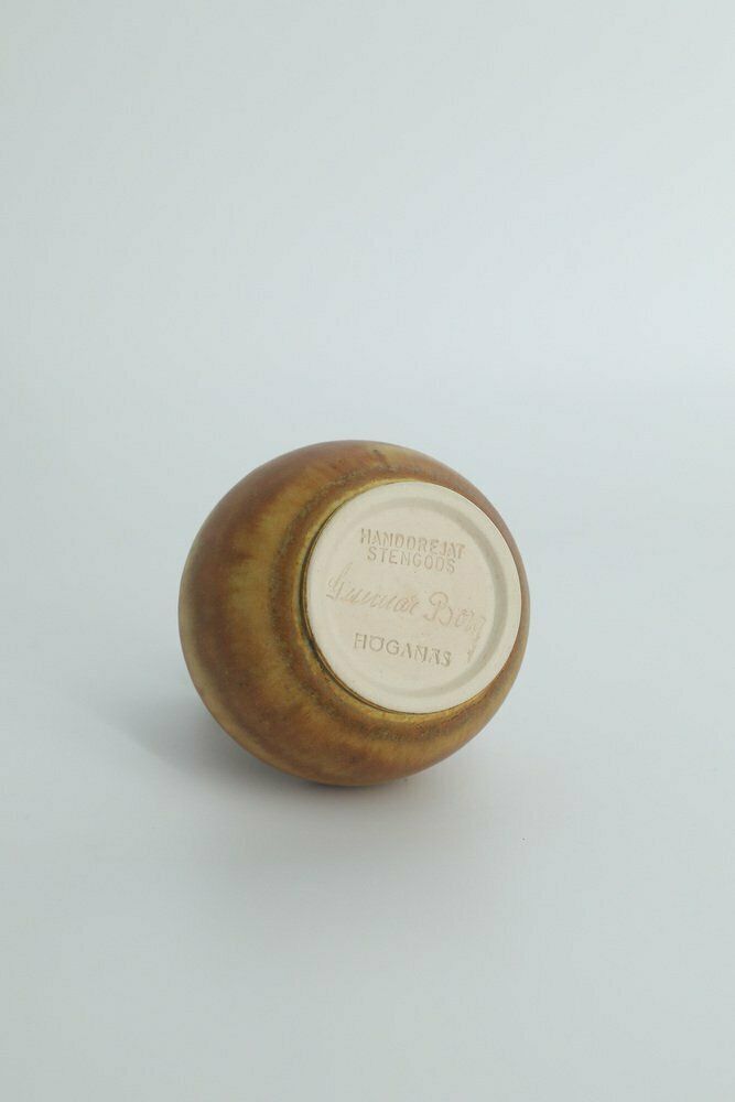 Small Mid Century Scandinavian Modern Collectible Brown Stoneware Vase By Gunnar Borg For Höganäs Ceramics, 1960s photo Home Decor