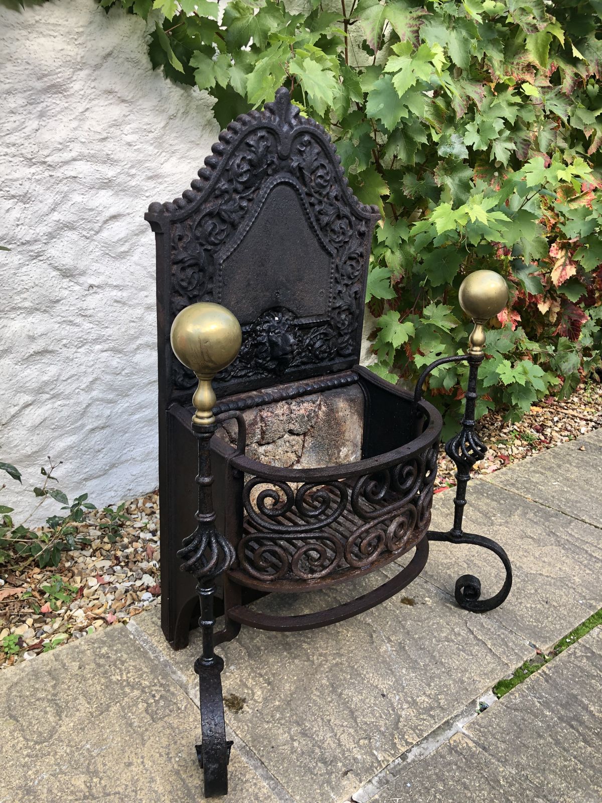 Large Wrought Iron And Bronze Arts And Crafts Antique Fire Basket photo furniture