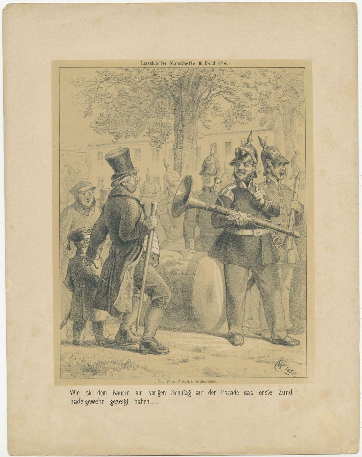 Humorous Antique Print Of Musicians Showing Their 'Gun' To A Farmer photo furniture