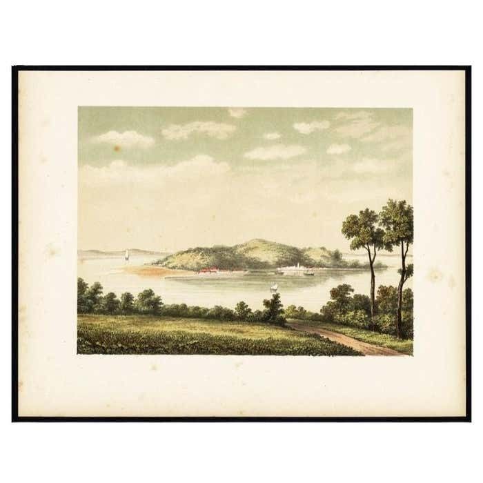 Antique Print Of Penyengat Island In Indonesia, 1888