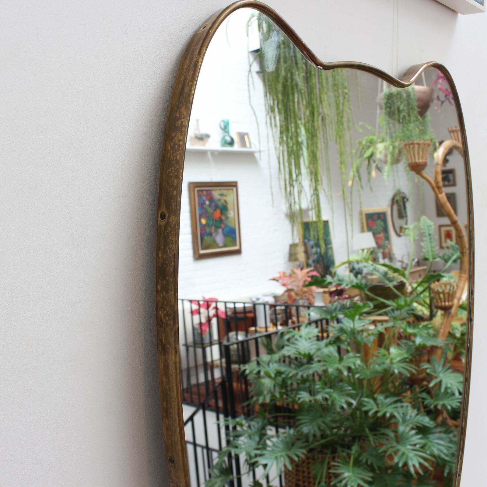 Vintage Italian Wall Mirror With Brass Frame (Circa 1950s) photo for sale