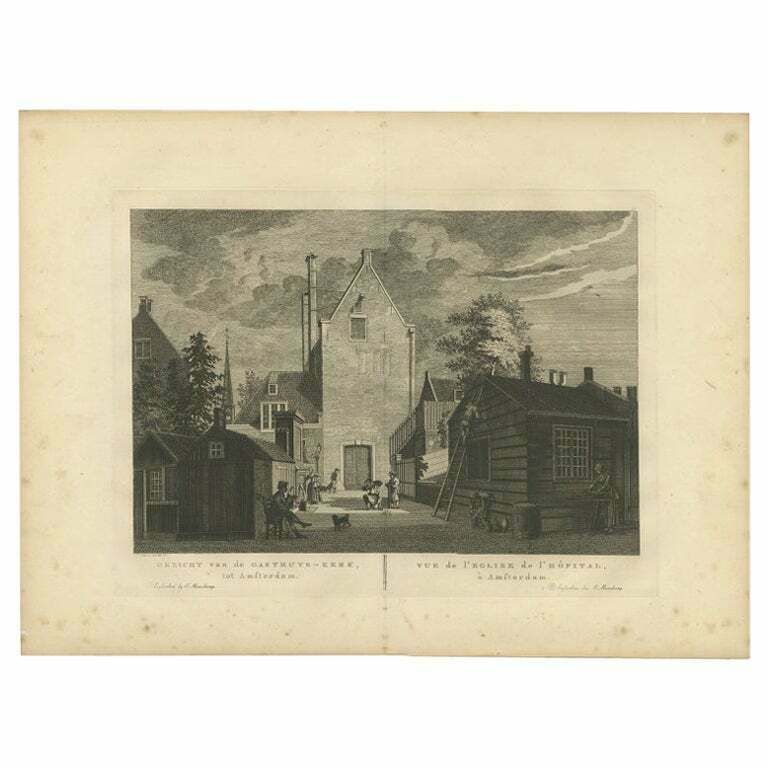 Antique Print Of The 'Gasthuiskerk', Church In Amsterdam, The Netherlands, 1805