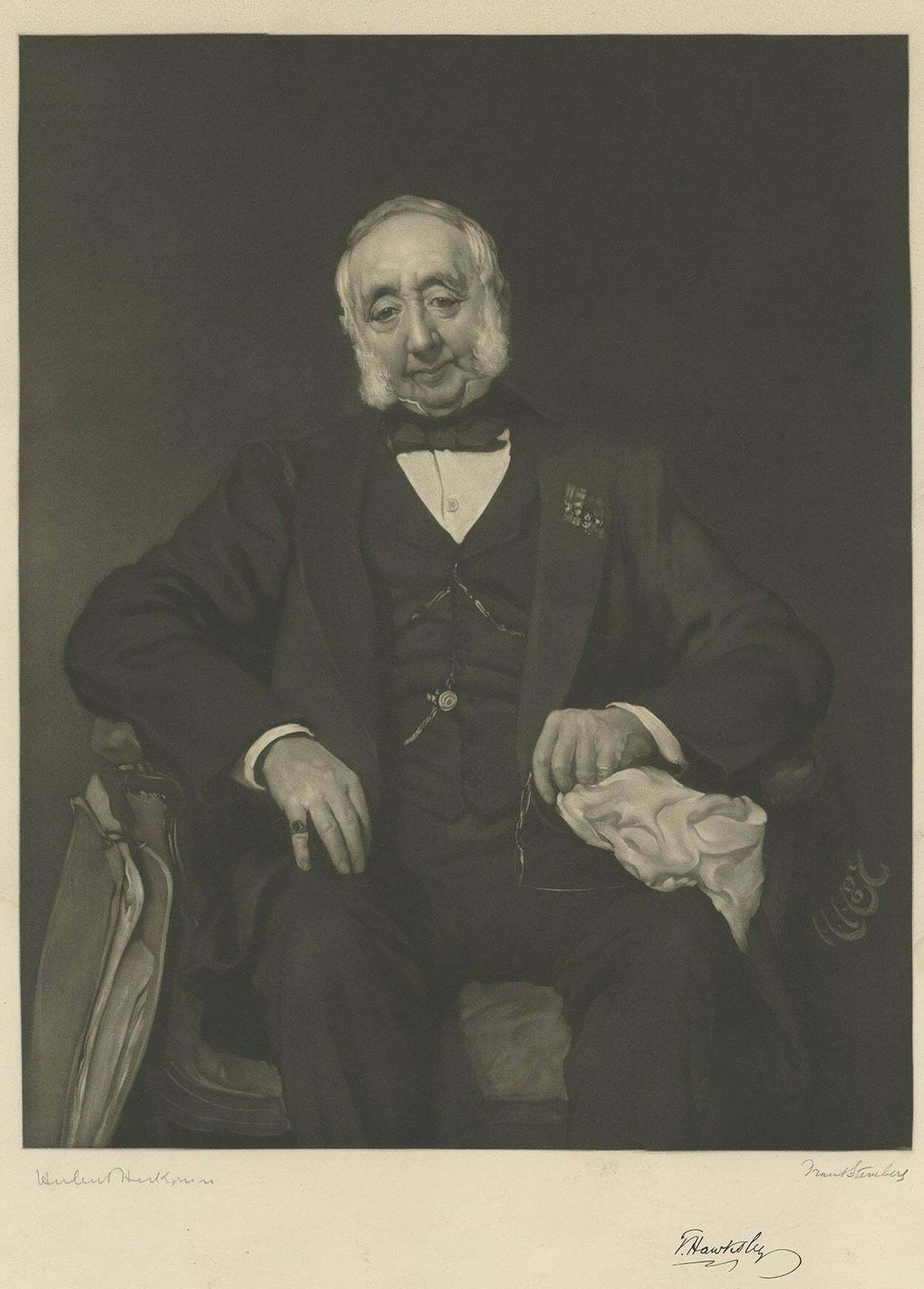 Antique Portrait Of Thomas Hawksley By Von Herkomer, Circa 1885
