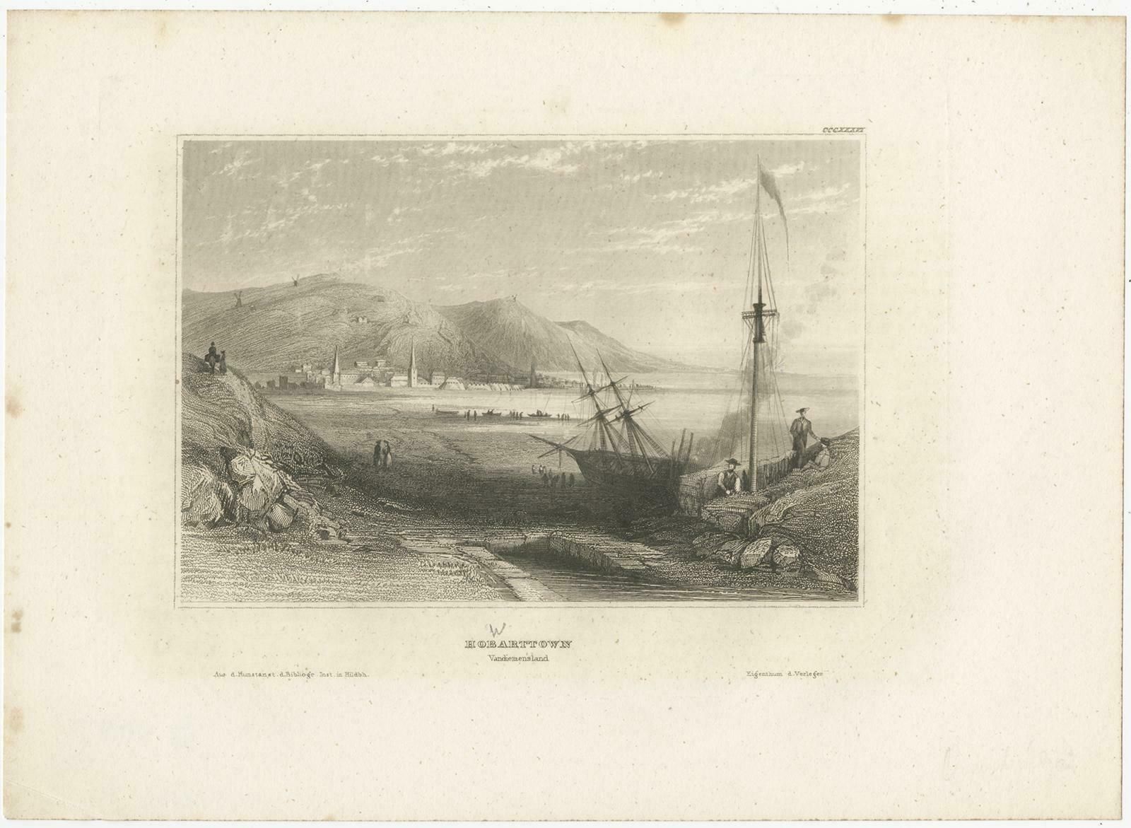 Antique Print Of Hobart, Tasmania, Australia photo furniture