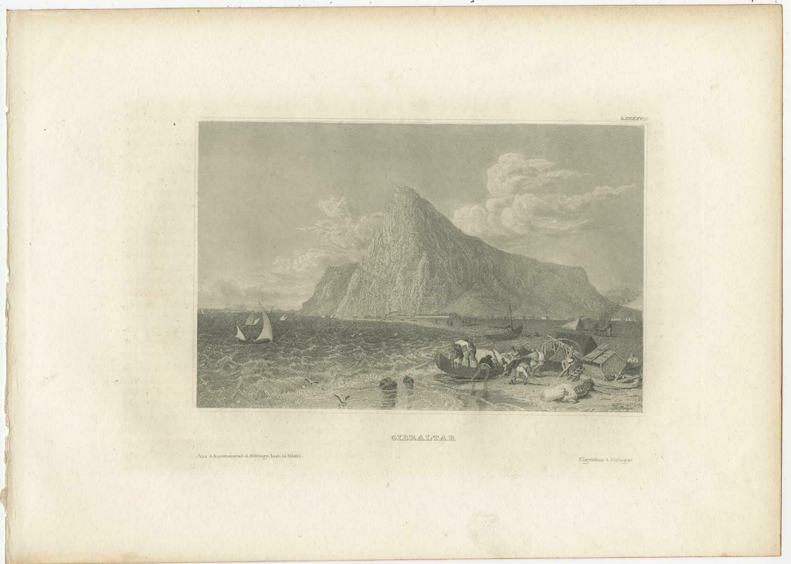 Antique Print With A View Of The Rock Of Gibraltar photo furniture