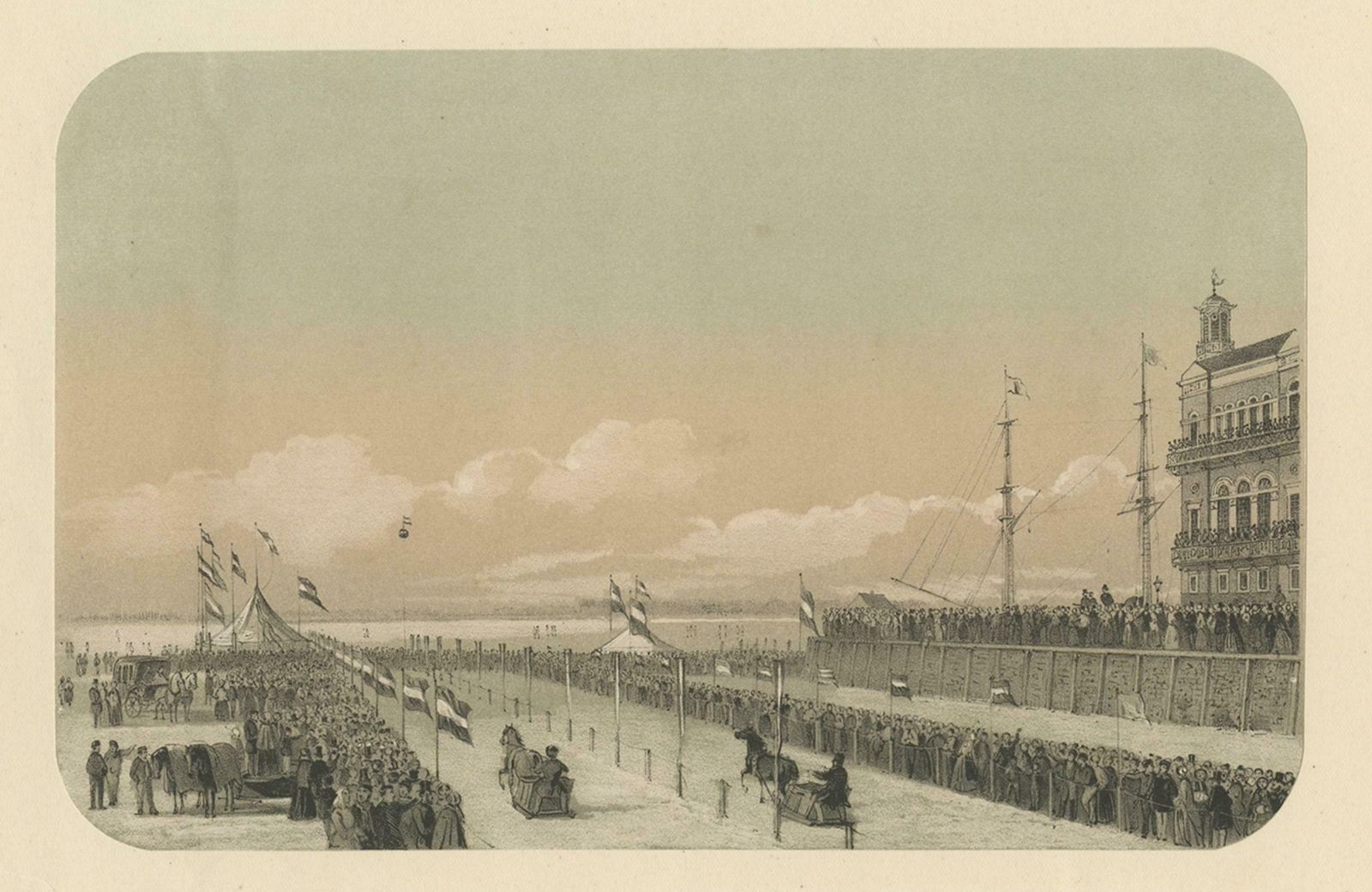 Horse Races On Ice In Rotterdam, The Netherlands On The River Maas, 1855 photo for sale