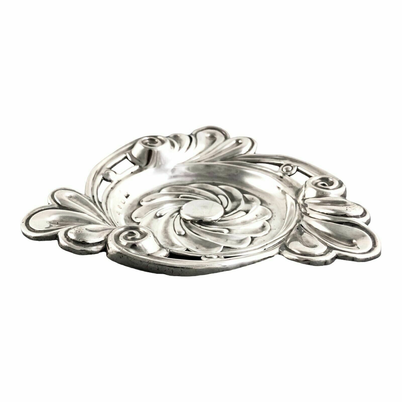 Victorian Fluted Round Pin Tray / Sweetmeat Dish / Ashtray Embossed With Scrolls photo for sale