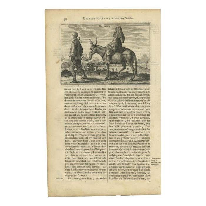 Antique Print Of A Chinese Ruffian, A Chinese Pimp And His Concubine