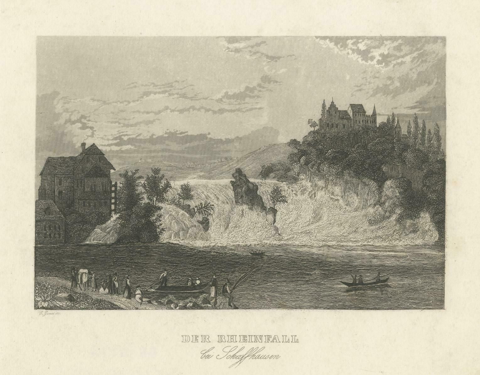 Antique Print Of The Rhine Falls, Near Schaffhausen, Switzerland photo for sale