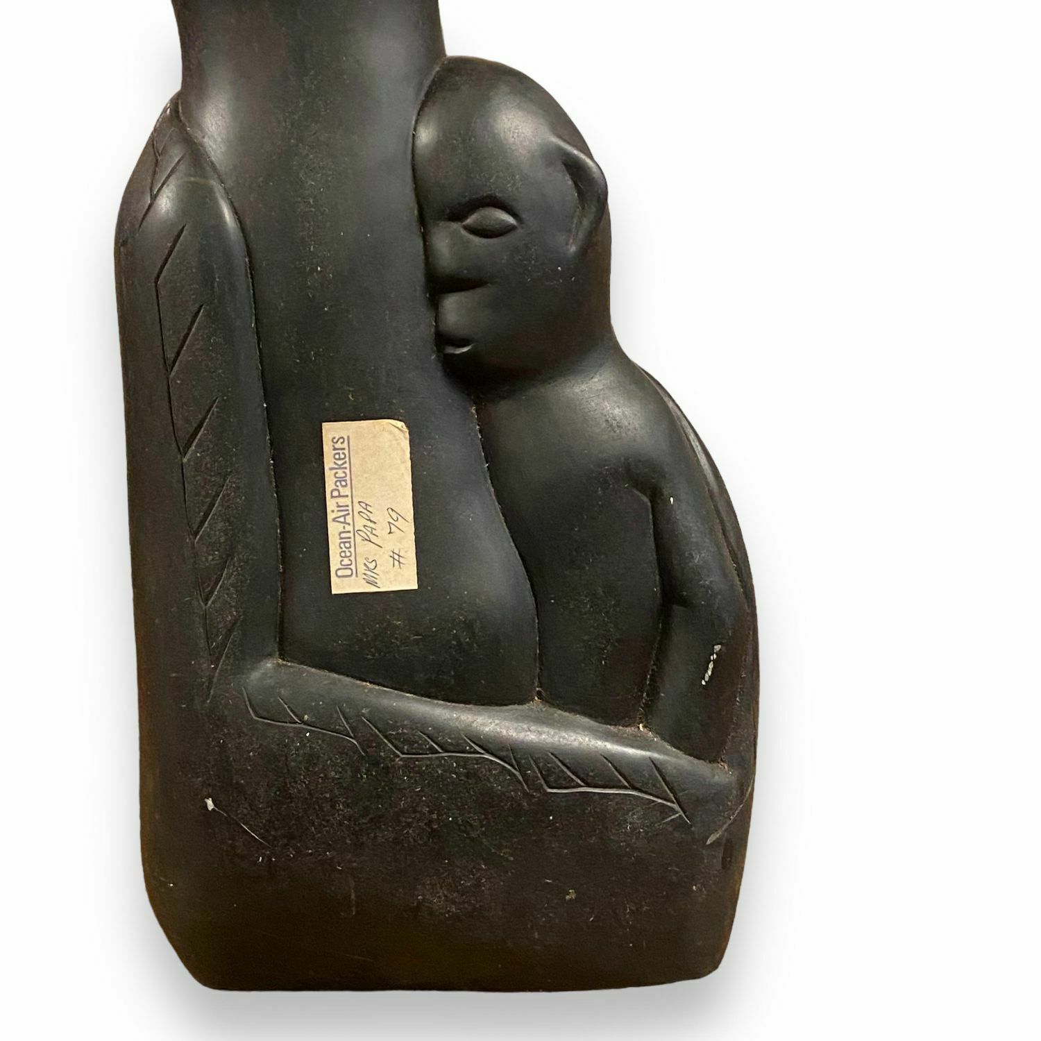 Sylvester Mubayi   Shona Sculpture In Black Springstone Rock "Mother And Child" photo for sale