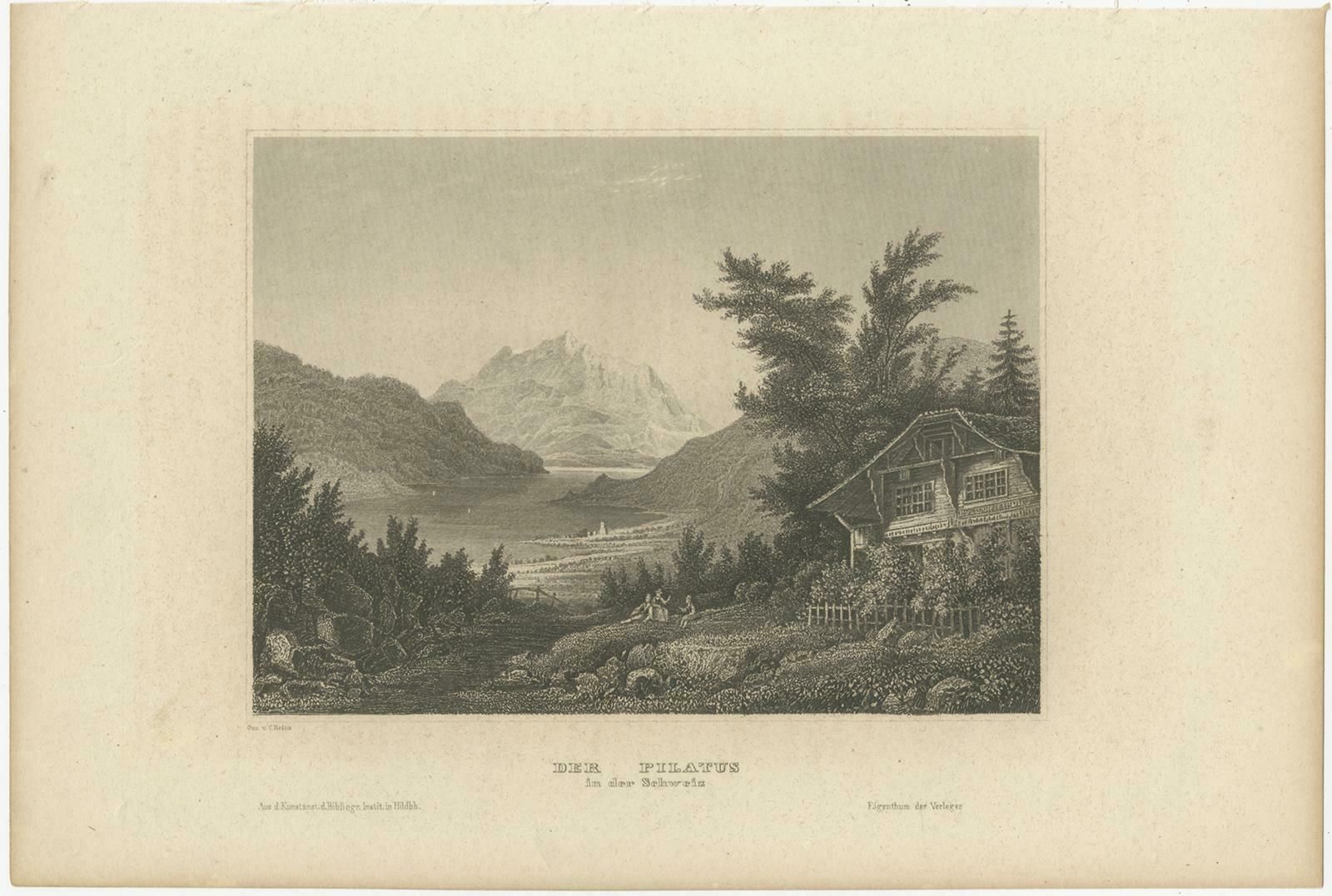 Antique Print Of Mount Pilatus, Switzerland photo furniture