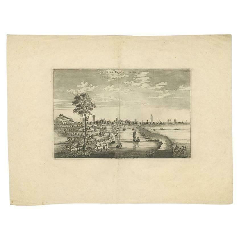 Antique Print Of Gaoyou 'Jiangsu Province', China, By Van Der Aa, 1728