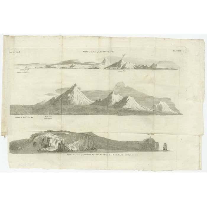 Antique Print With Coastal Views Of Kamchatka By Cook, 1784