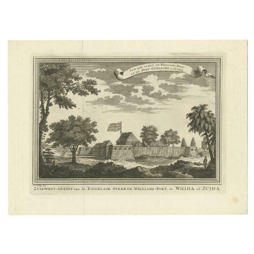 Antique Print Of Fortresses In Ouidah In Africa, '1748'