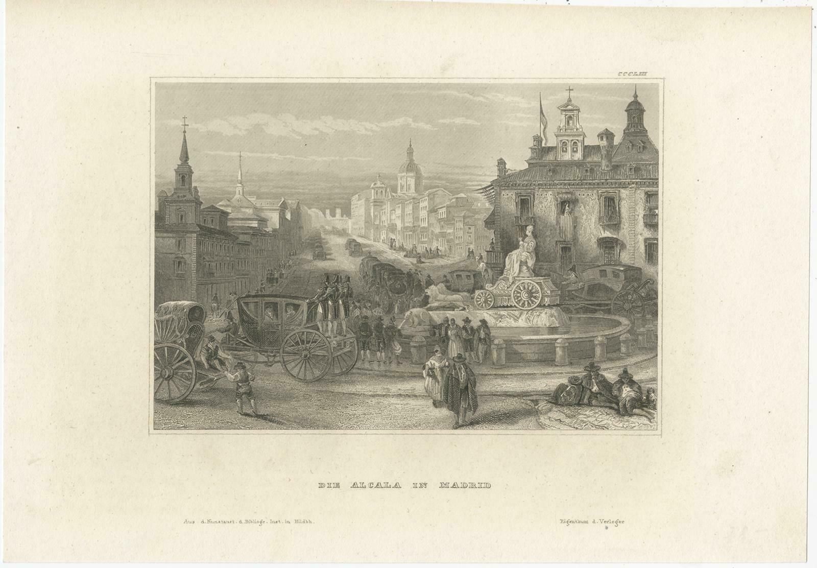 Antique Print Of The Calle De Alcalá, Madrid, Spain photo furniture