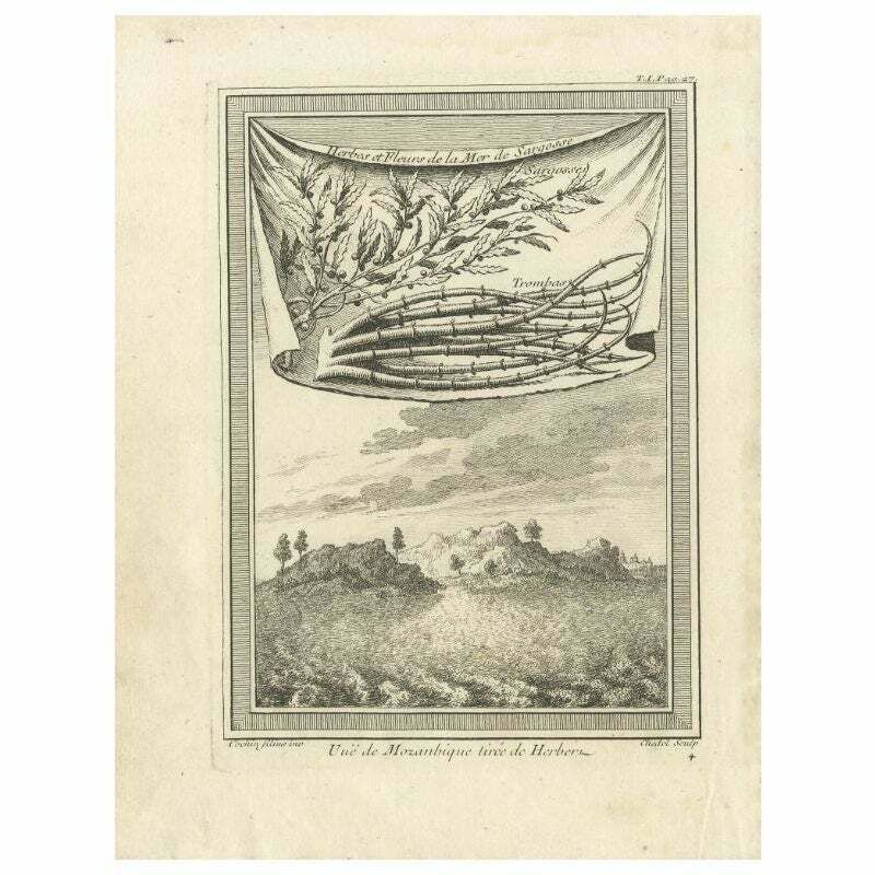 Antique Print Of Mozambique And The Sargasso Sea, Africa, Circa 1746