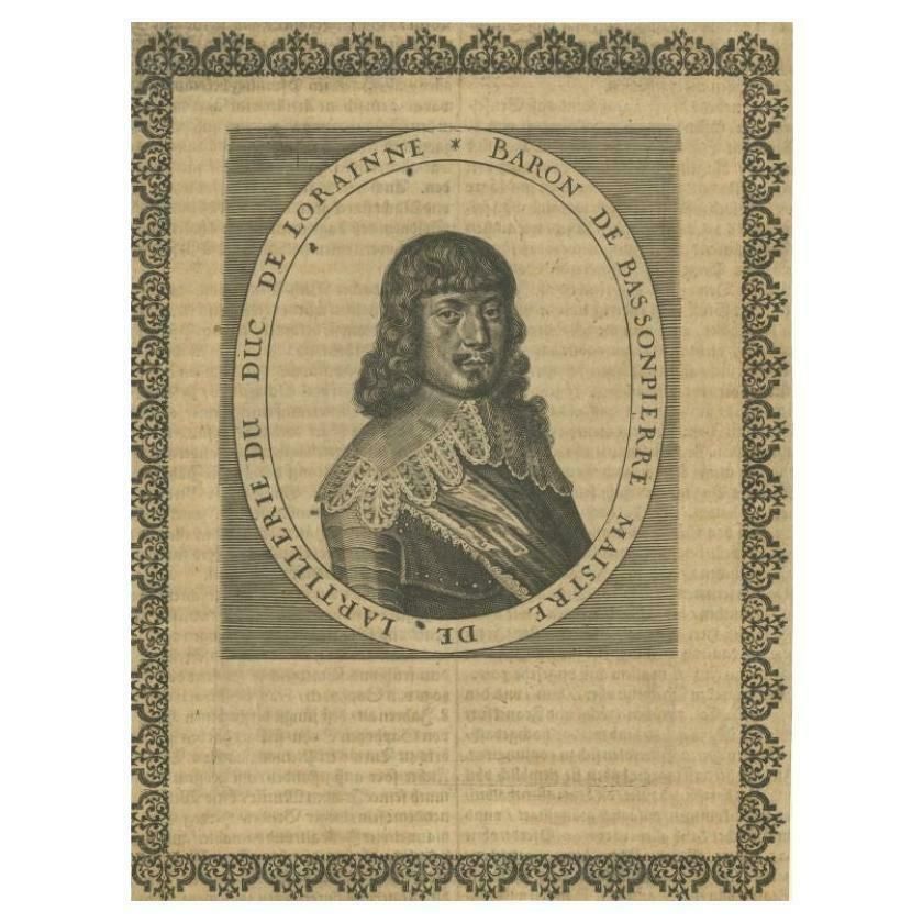 Antique Portrait Of Francois Baron De Bassompierre, Circa 1651