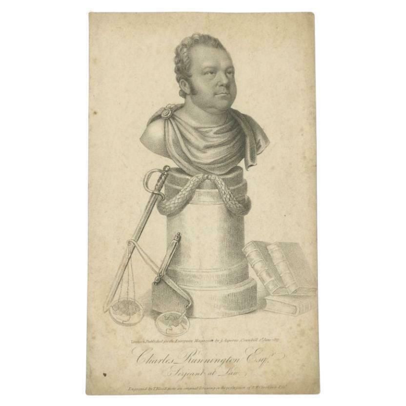 Antique Portrait Of Charles Runnington By Asperne, 1817