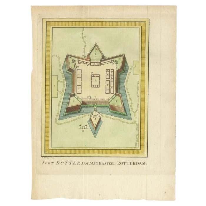 Antique Print Of Fort Rotterdam In Makassar 'Ujung Pdang  Sulawesi Indonesia