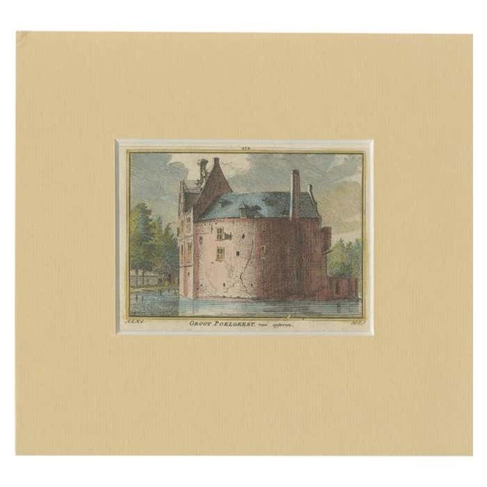 Antique Print Of Groot Poelgeest Castle Koudekerk Aan Den Rijn The Netherlands