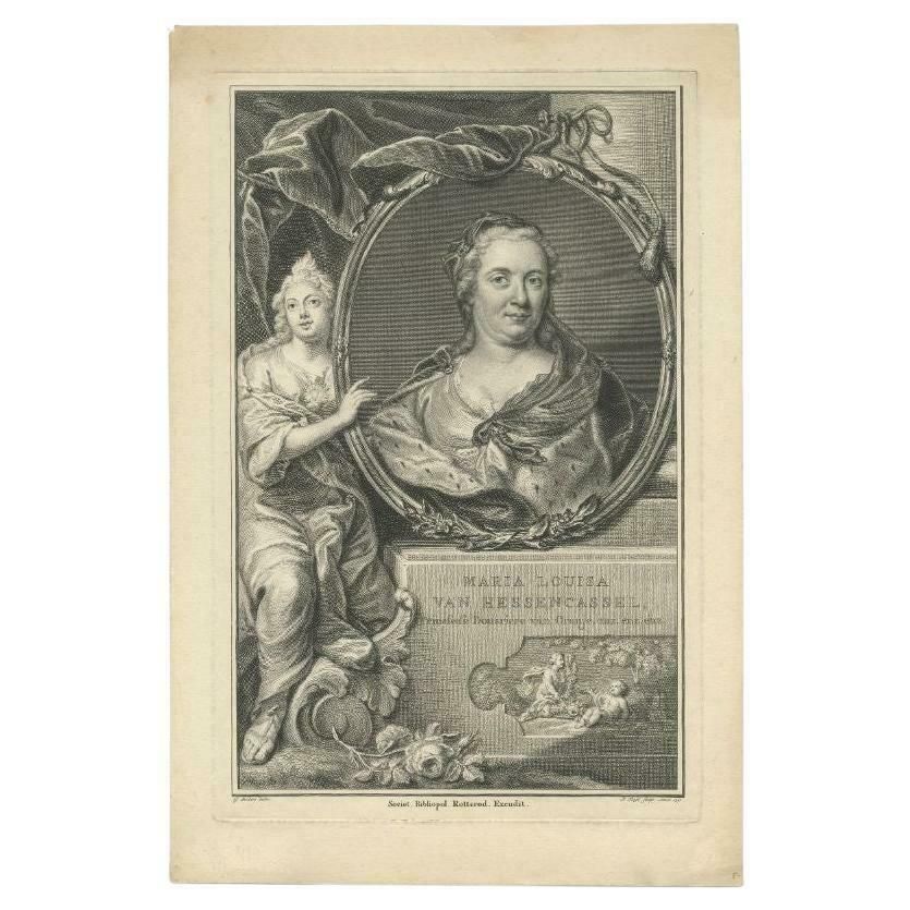 Antique Portrait Of Maria Louise Van Hessen Kassel, Mother Of William IV, 1751