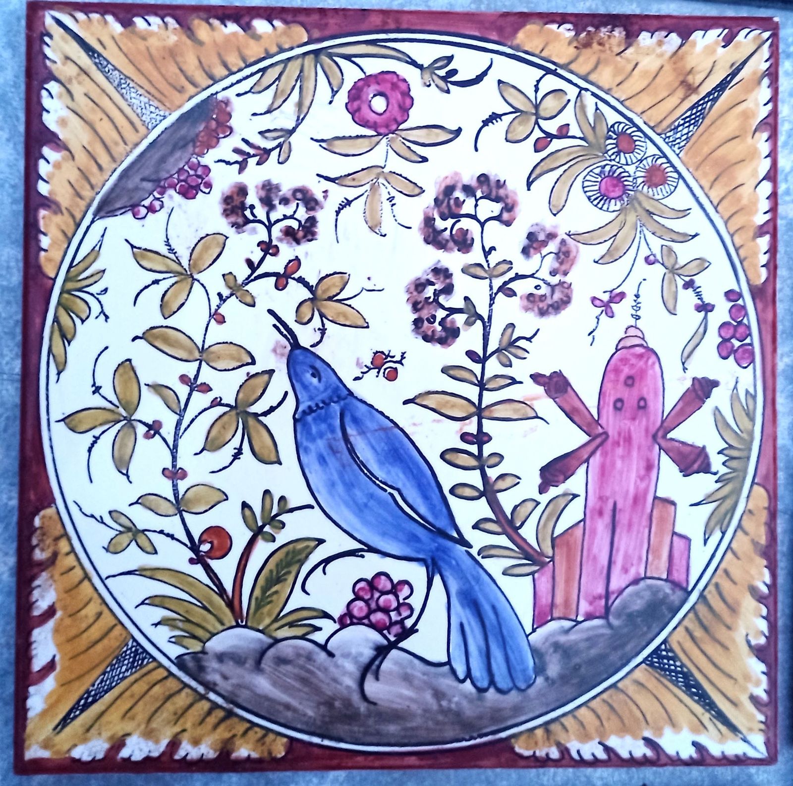 4 Set Portuguese Decorative Hand Painted Mural Tiles By Ceres