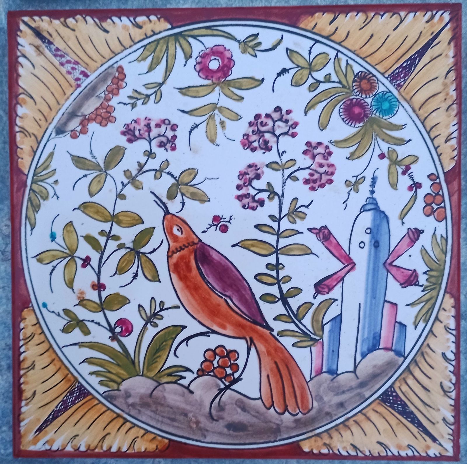 4 Set Portuguese Decorative Hand Painted Mural Tiles By Ceres photo furniture