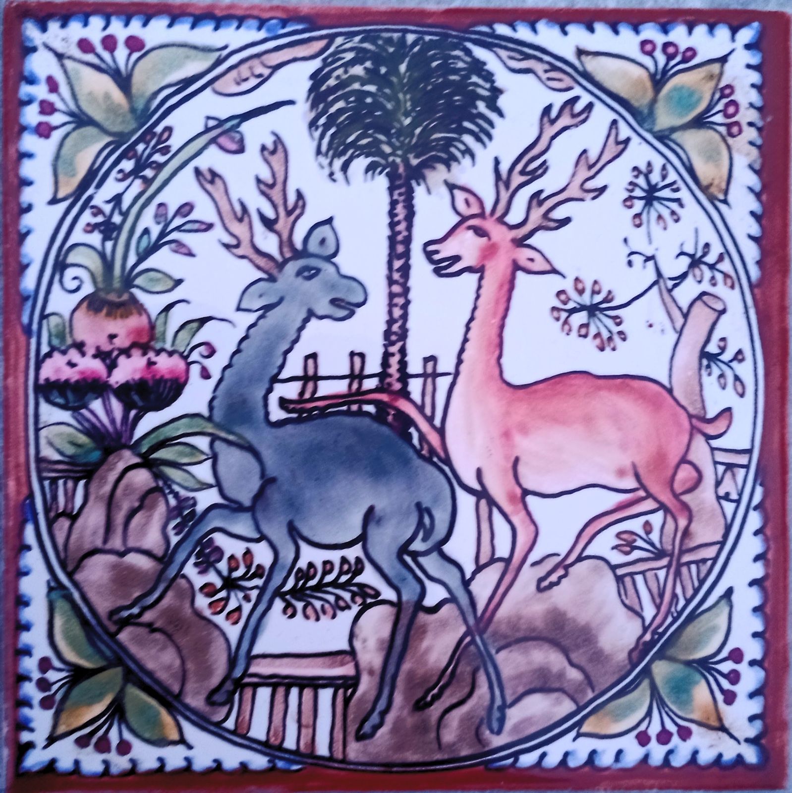 4 Set Portuguese Decorative Hand Painted Mural Tiles By Ceres photo for sale