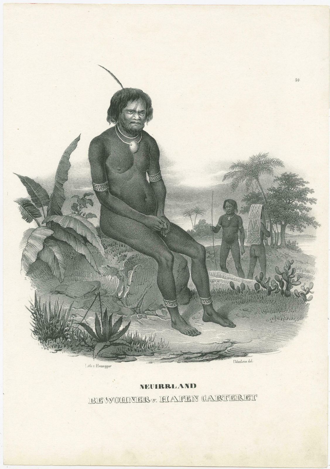 Antique Print Of A Native Of The Port Of Carteret, Bismarck Archipelago photo furniture