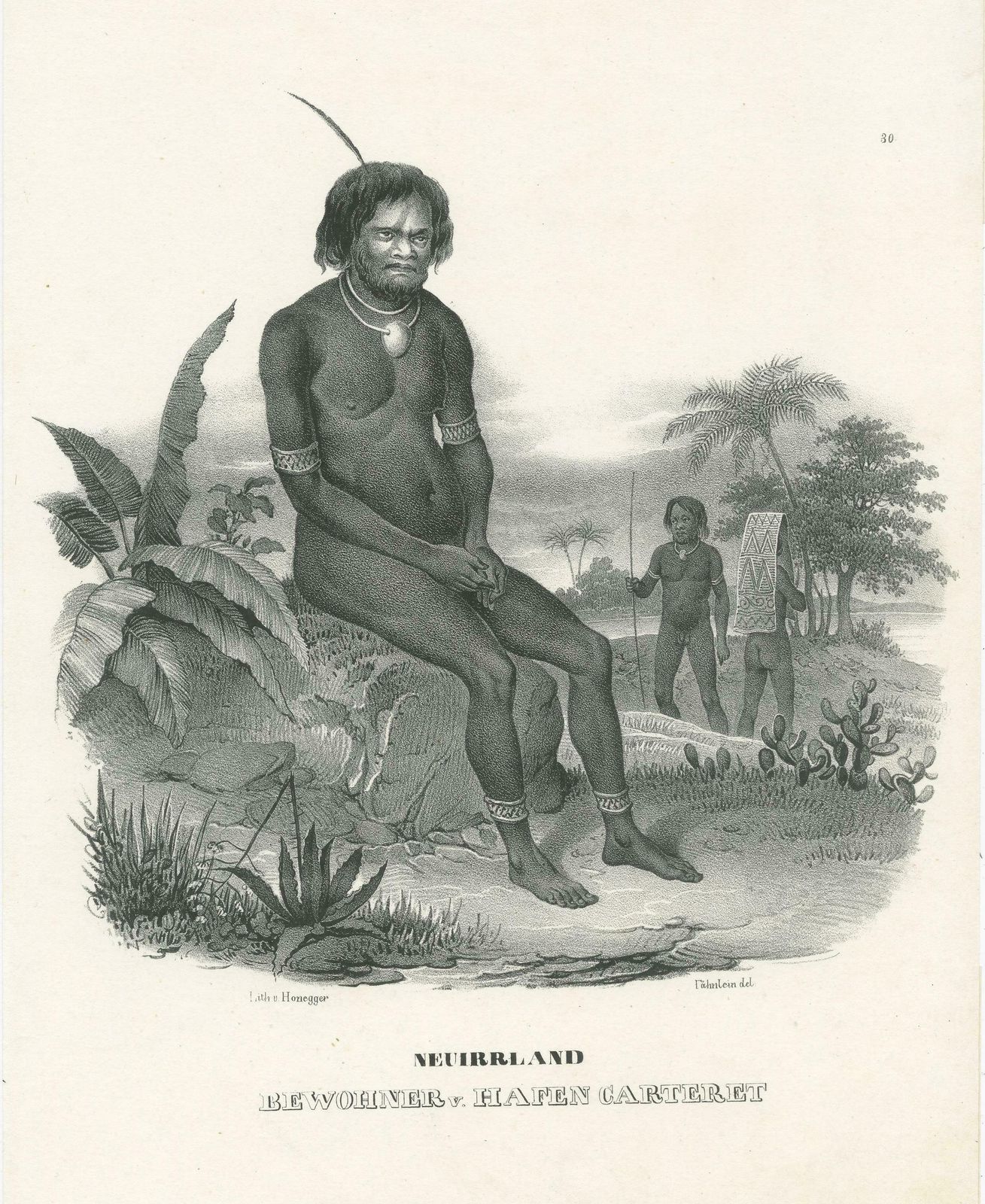 Antique Print Of A Native Of The Port Of Carteret, Bismarck Archipelago photo for sale