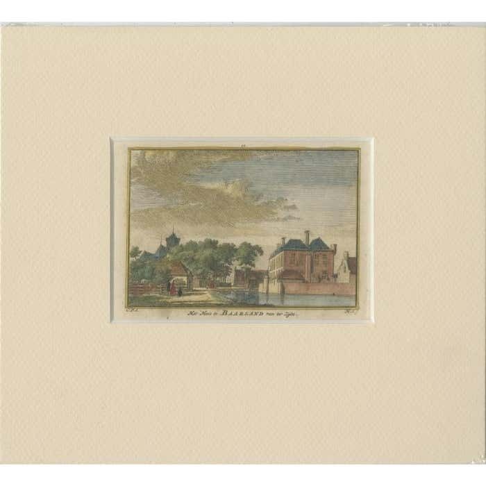 Antique Print Of 'Huis Te Baarland' A Castle In Borsele, The Netherlands