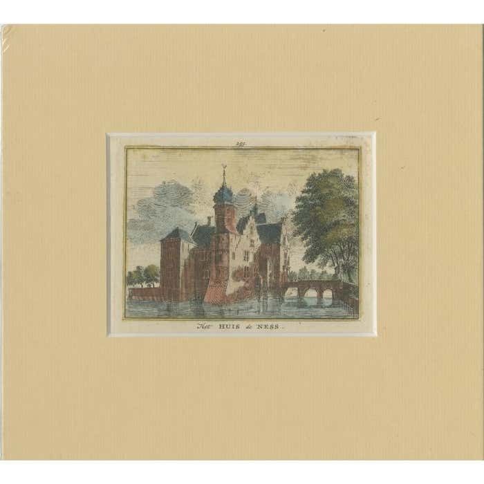Old Print Of Huis Te Nesse, A Castle Near Linschoten, Utrecht, The Netherlands