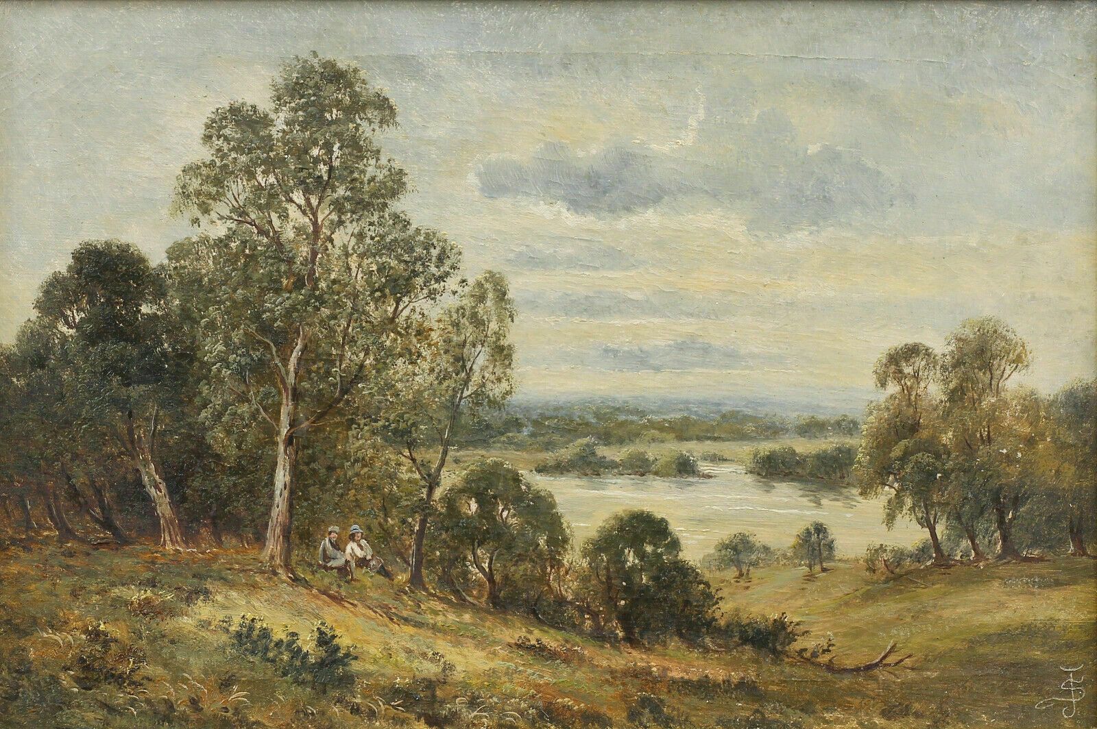 Oil On Board By Sidney Yates Johnson "Eventide On The River Wye" photo furniture