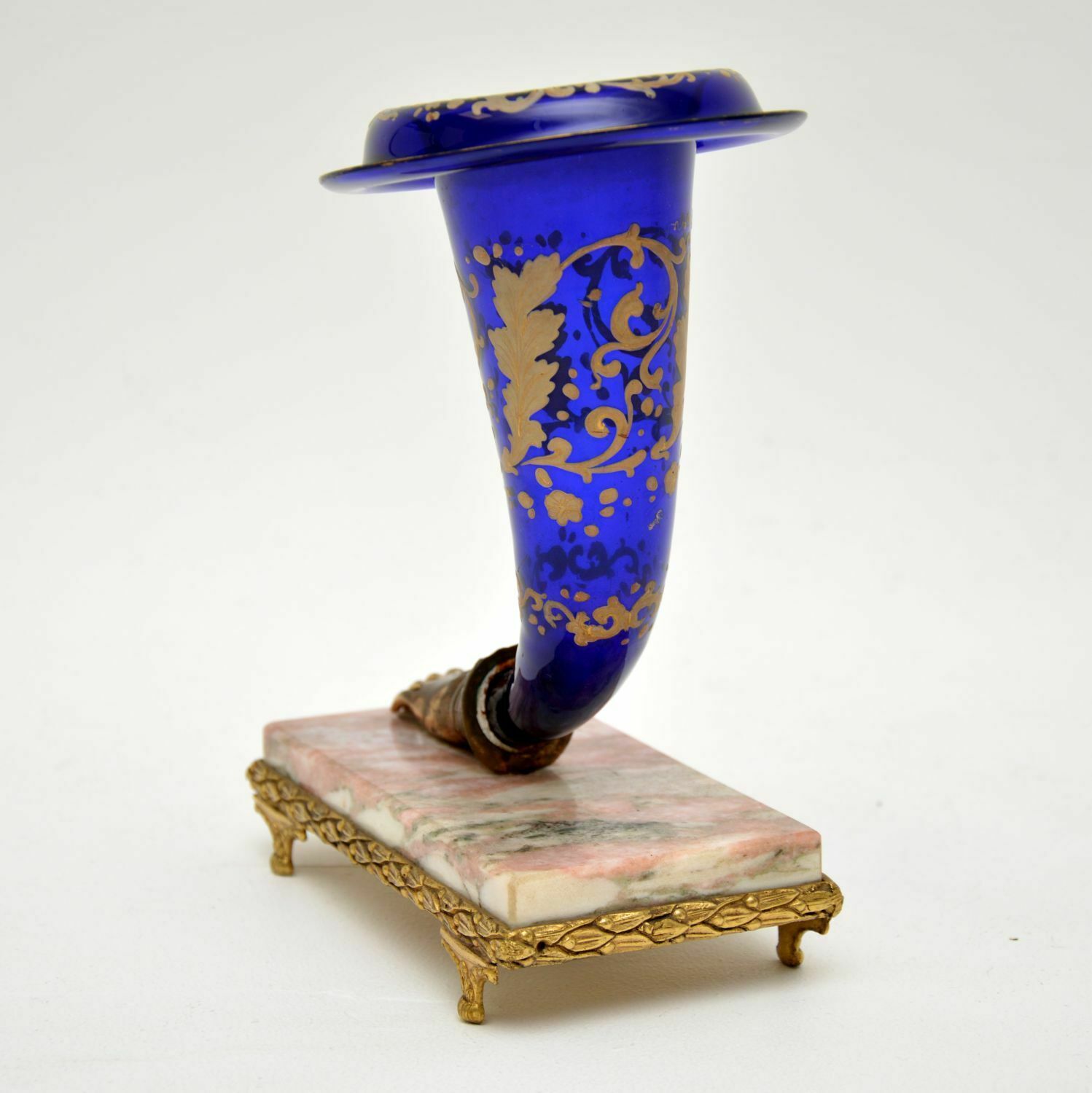 photo furniture Antique French Empire Style Glass Cornucopia Vase