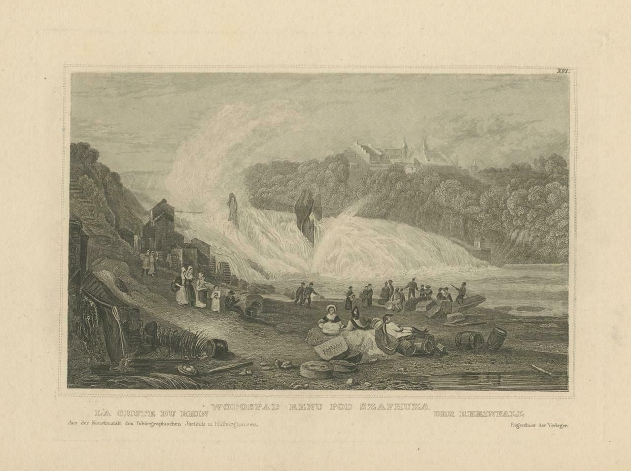Antique Print Of The Rhine Falls, Switzerland photo for sale