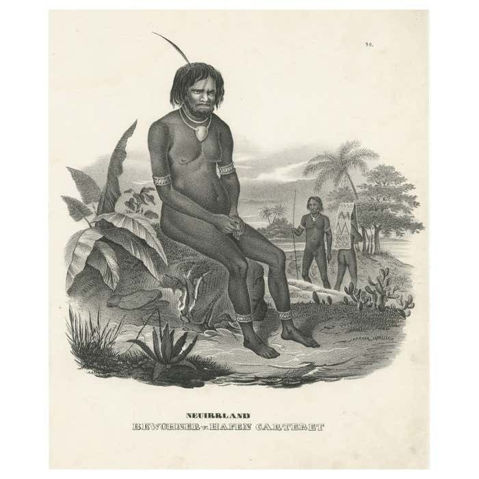 Antique Print Of A Native Of The Bismarck Archipelago, Port Of Carteret