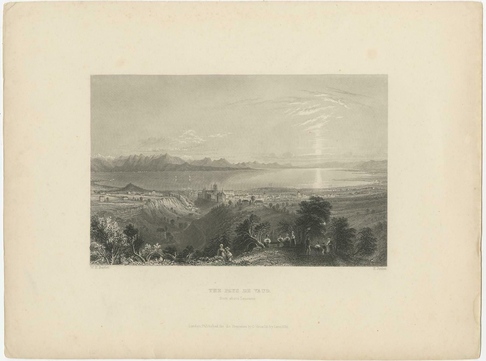 Antique Print Of Of Vaud From Lausanne Switzerland photo furniture