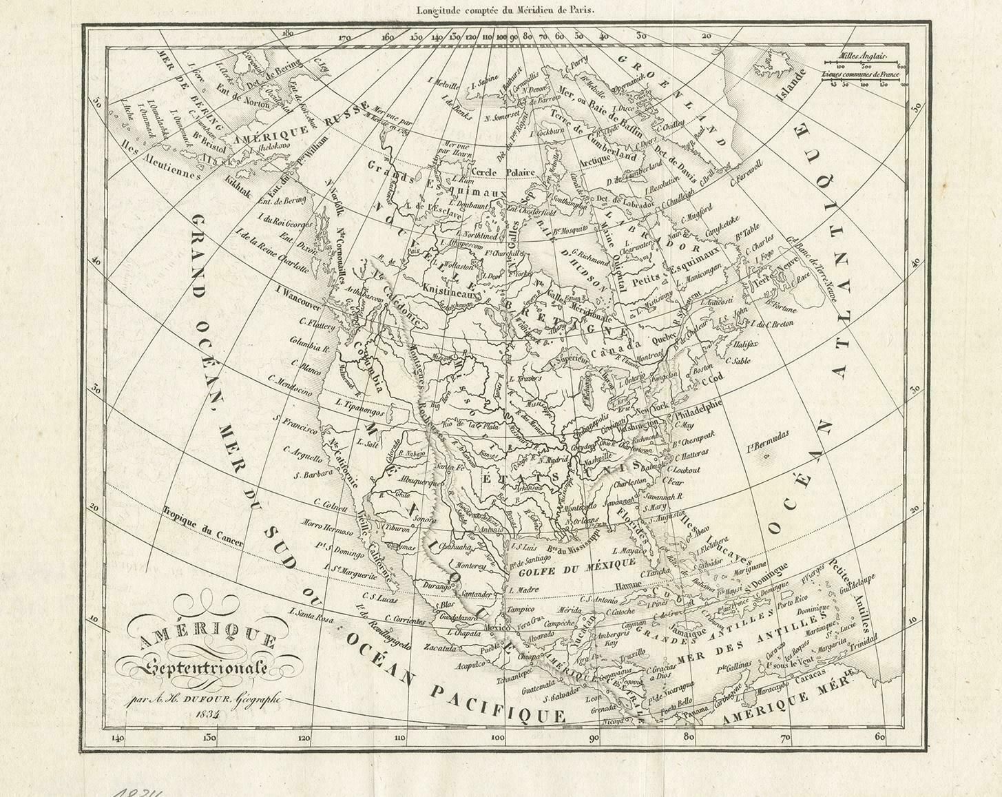 Antique Map Of North America By Dufour Circa 1834 photo furniture
