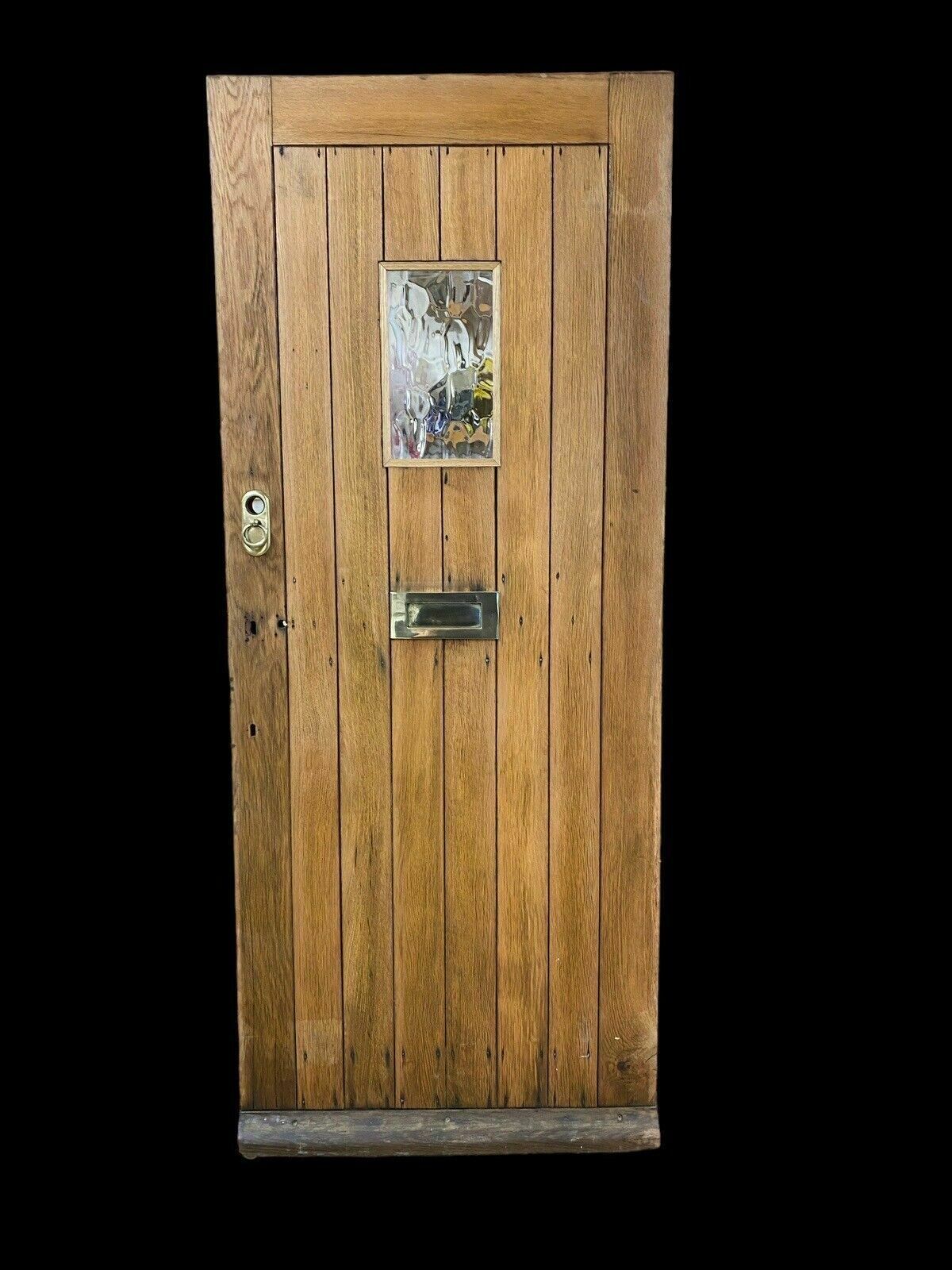 Solid Oak Front Door Old Period Antique Reclaimed Hardwood Brass Letterbox Pull