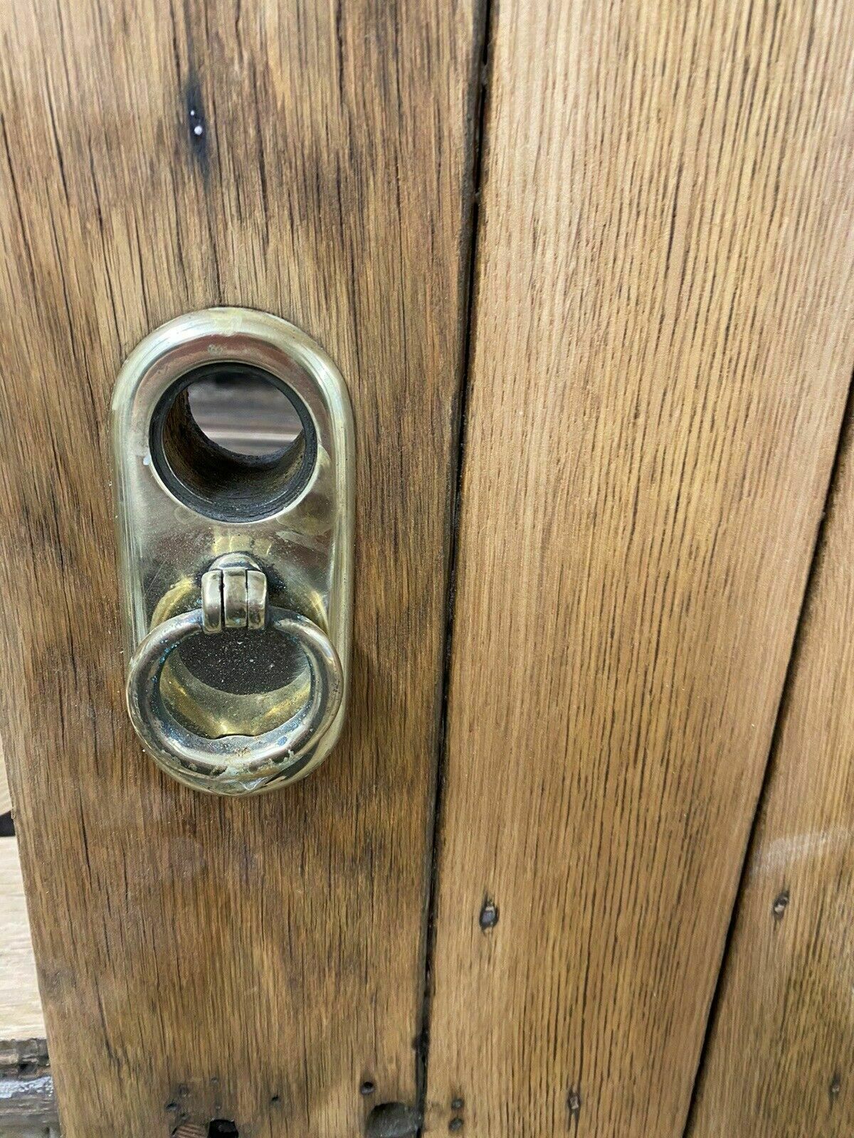 Solid Oak Front Door Old Period Antique Reclaimed Hardwood Brass Letterbox Pull photo buy