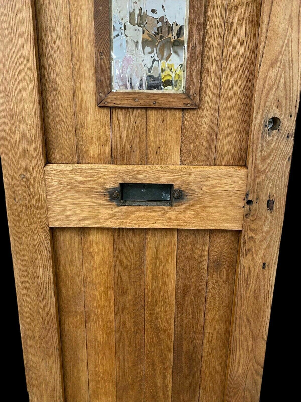 Home Fixtures Solid Oak Front Door Old Period Antique Reclaimed Hardwood Brass Letterbox Pull photo