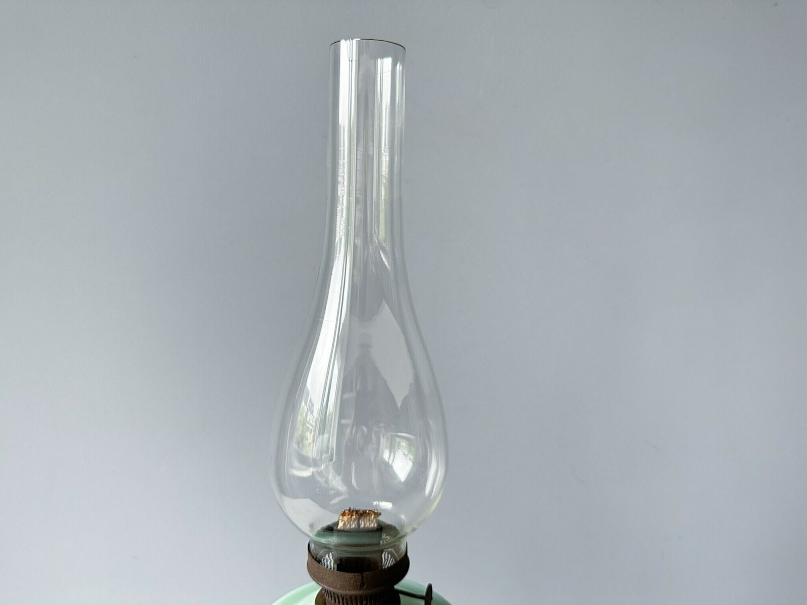 photo for sale Antique Oil Lamp, Opaline Glass Hand Painted Oil Lamp, Holland, Oil Lamp Flower Decor