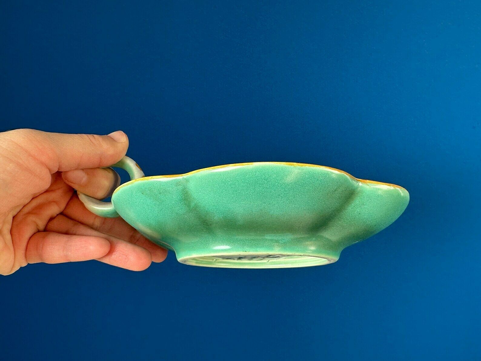 Vintage Hand Painted Trinket Dish With Handle By Pzh   Plateelbakkerij Zuid Holland, Gouda Pottery, Gouda Pottery, Jewelry Dish photo vintage