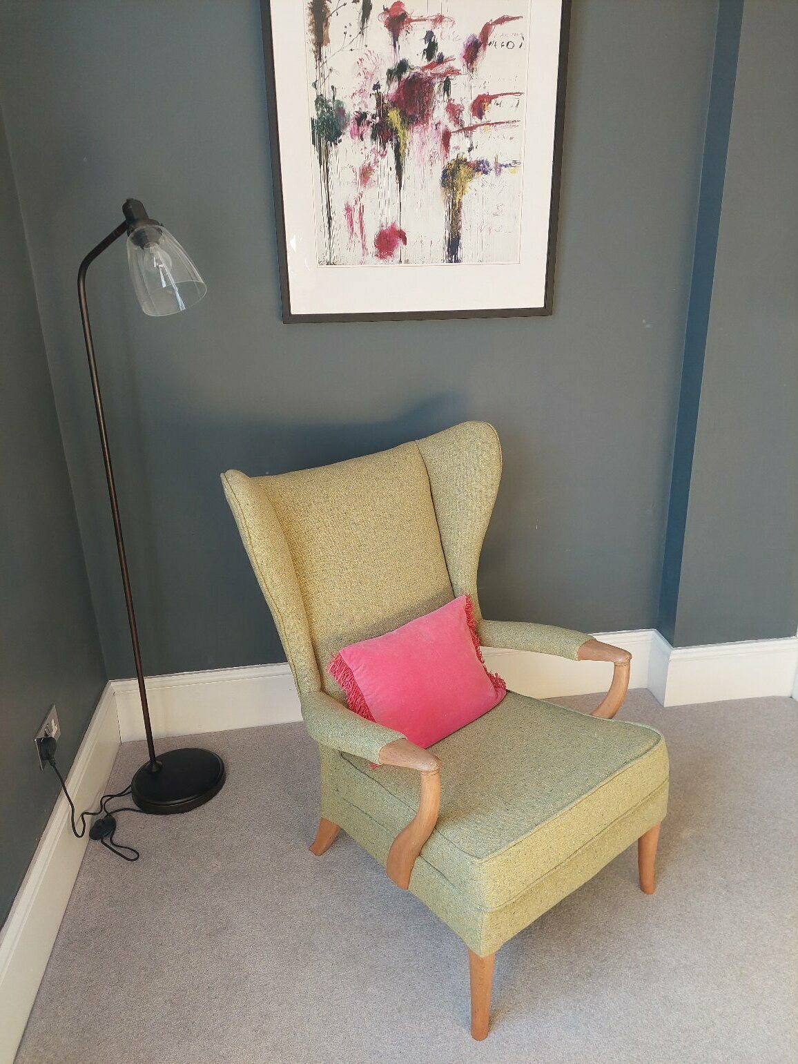 photo furniture Rare Parker Knoll 757 Armchair Re Upholstered With Green Tweed Wool Mid Century