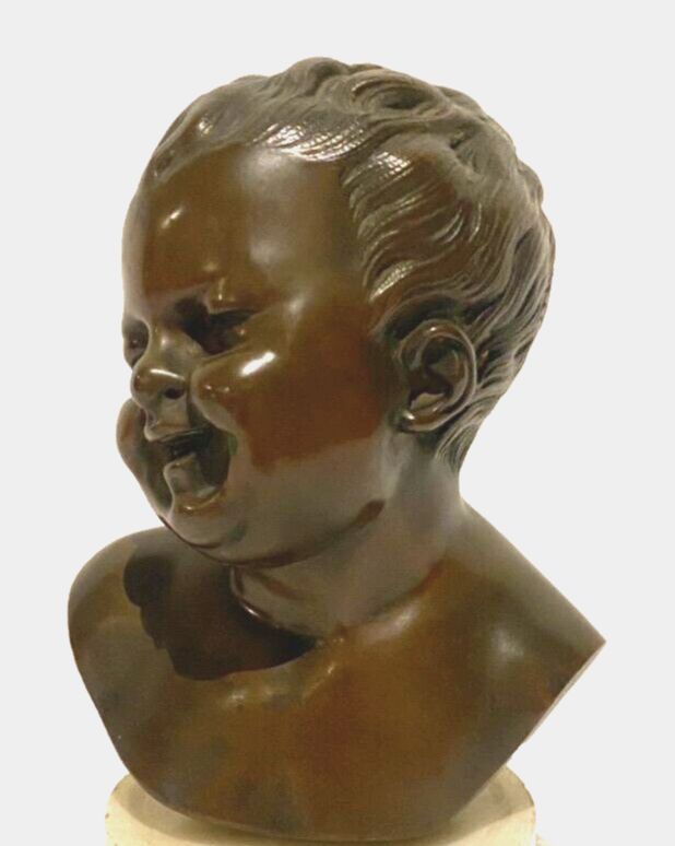 Bronze Group "Miniature Bust Of A Young Child" 20th Century photo vinterior