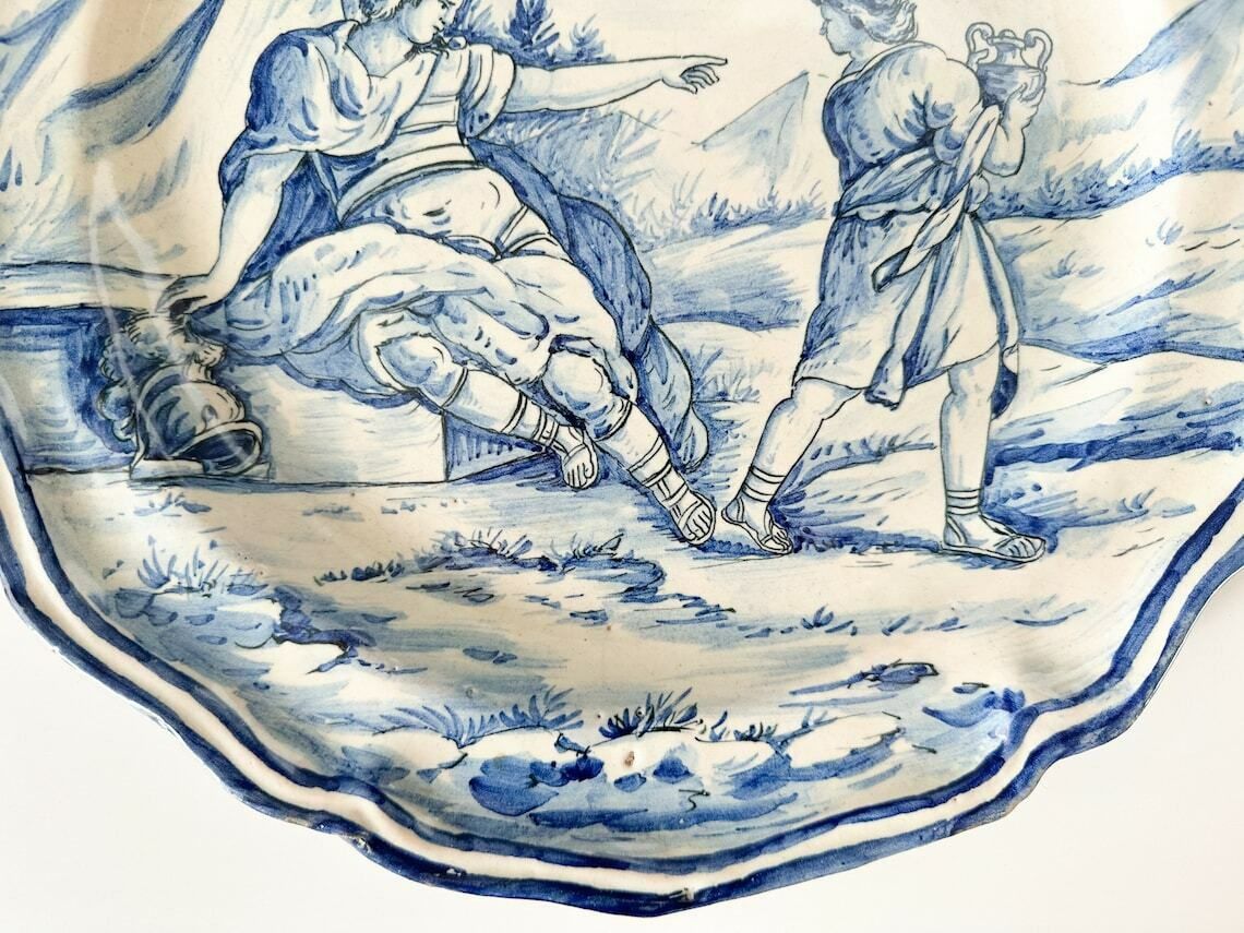 Rare Antique Savona Italian Faience Plate, Hand Painted Majolica photo vinterior