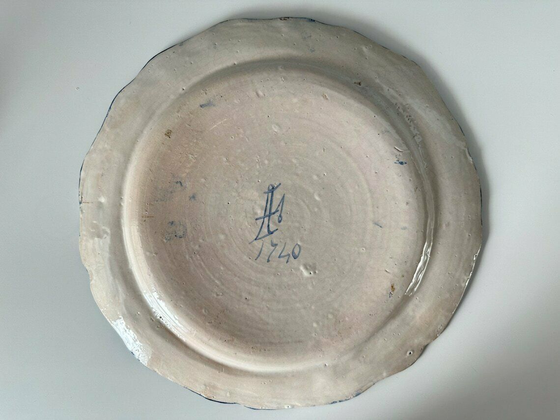 Rare Antique Savona Italian Faience Plate, Hand Painted Majolica photo vintage