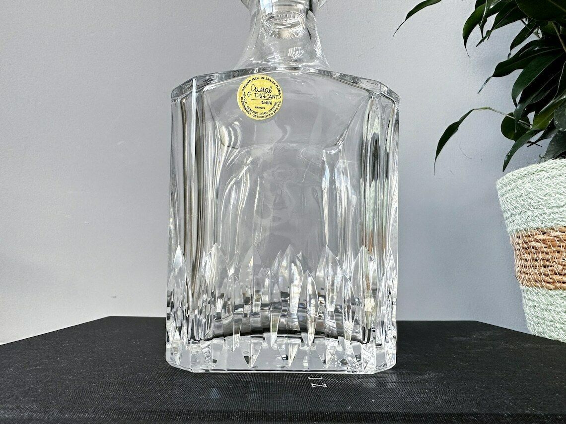 Vintage Crystal Decanter/Carafe, J.G. Durand Cristal, Cut Crystal Carafe, Mid Century Bar Decor, Lead Crystal photo for sale